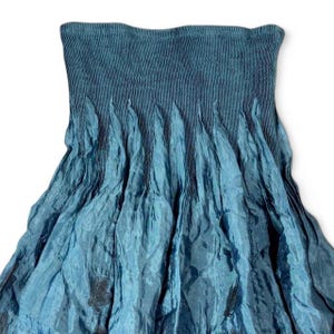 Anthropologie Lapis Smocked Strapless Bubble Dress Skirt OS Teal Boho Fairygoth image 2