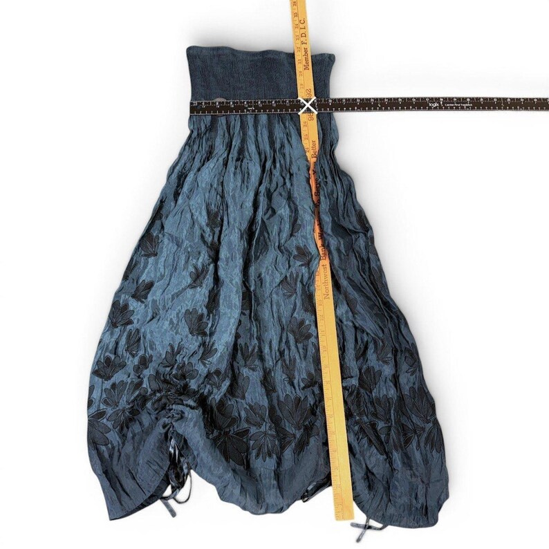 Anthropologie Lapis Smocked Strapless Bubble Dress Skirt OS Teal Boho Fairygoth image 9