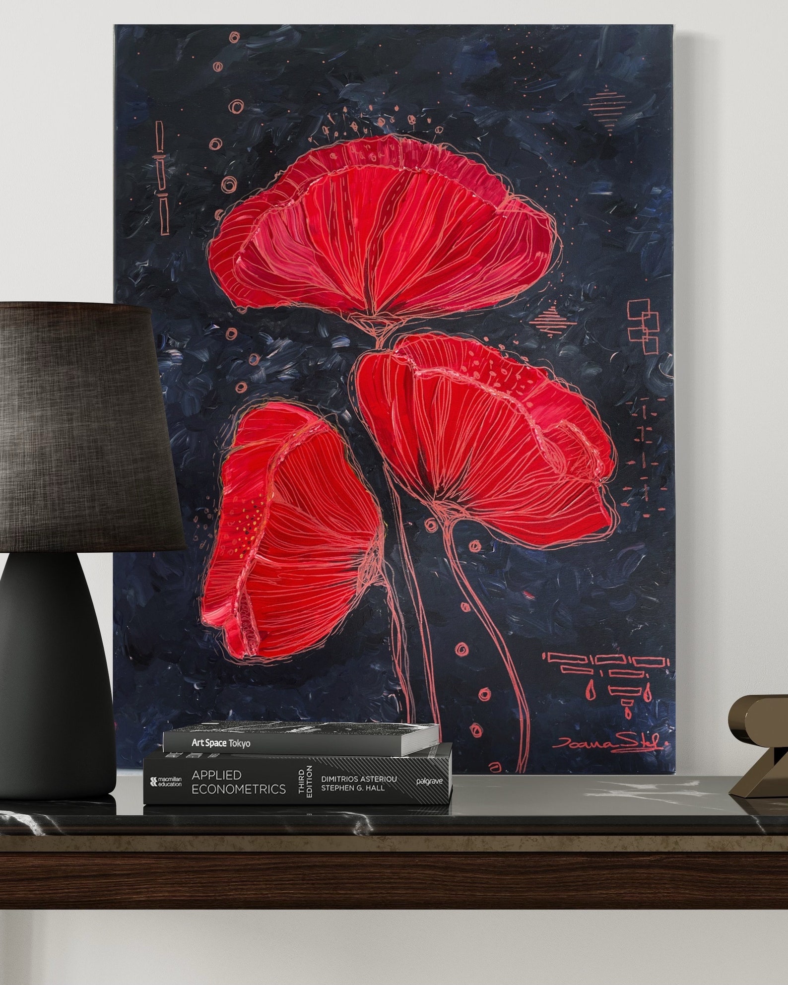 Abstract Red Poppies Acrylic Painting on Canvas | Modern Floral Art ...