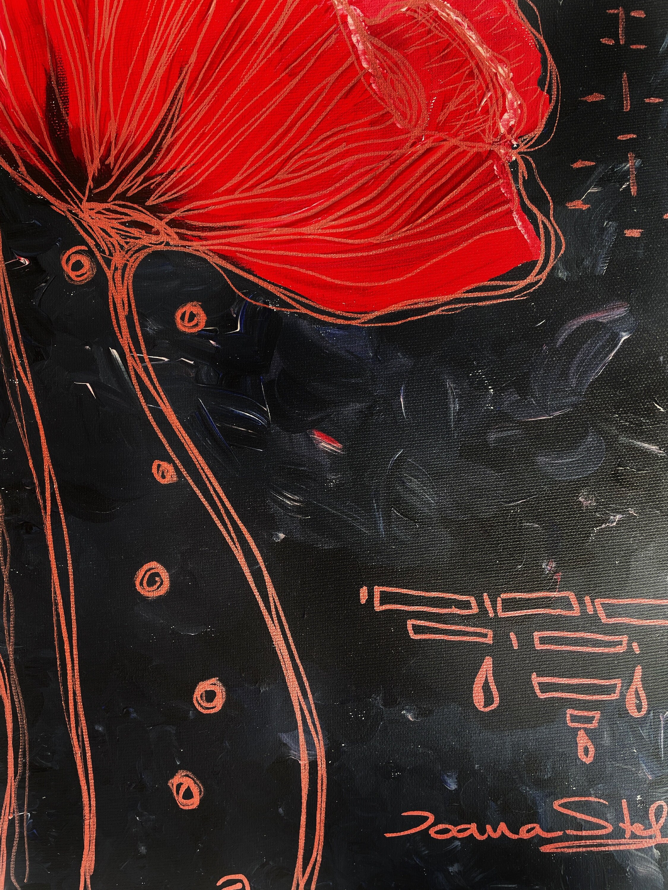 Abstract Red Poppy Abstract Red Poppies Acrylic Painting on Canvas | Modern Floral Art ...