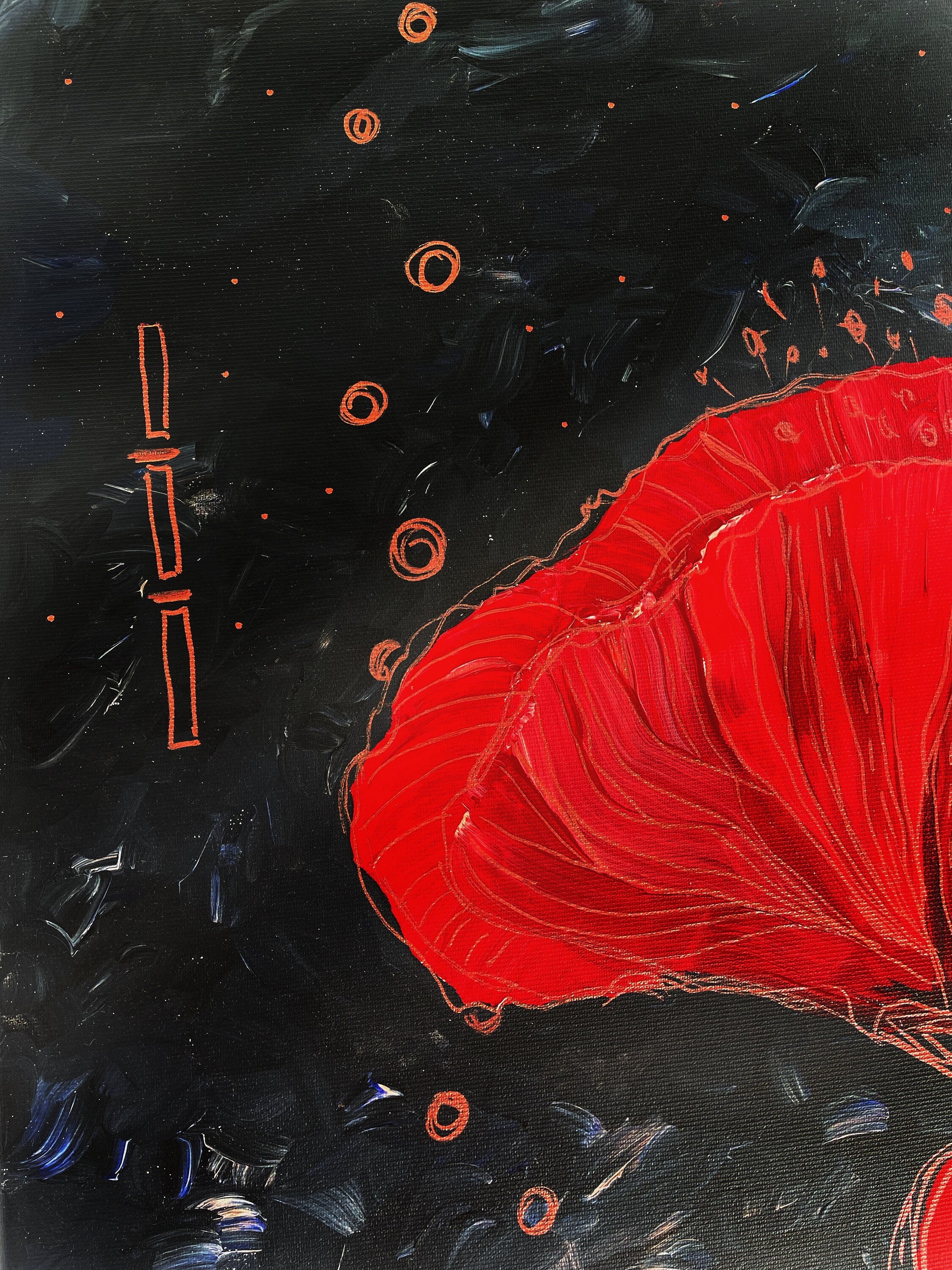 Abstract Red Poppies Acrylic Painting on Canvas Modern Floral Art ...