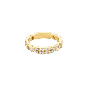 Diamond Wedding Band 14K Gold Pave Diamond Sculptural Stacking Ring Geometric Lab Created Dainty Diamond Alternating Minimalist Unique Ring
