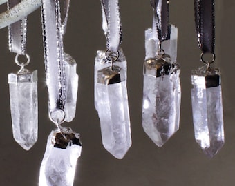 Crystal Ornaments One of a Kind Crystal Point Ornaments Quartz Crystal Suncatcher Silver Crystal April Birthstone Crystal-ORN-102-Qtz.s