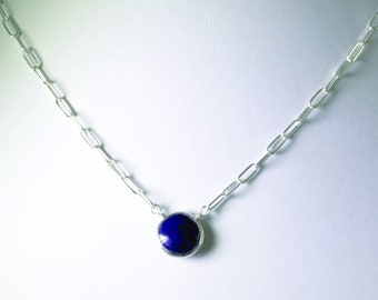 Collier Chaîne Saphir Saphir Bleu Saphir Réglable Argent Sterling Septembre Pierre de naissance Pierre précieuse véritable BZ-P-205-Sapph/s