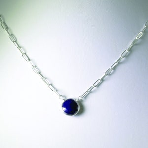 Collier Chaîne Saphir Saphir Bleu Saphir Réglable Argent Sterling Septembre Pierre de naissance Pierre précieuse véritable BZ-P-205-Sapph/s image 1