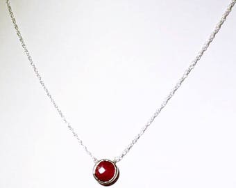 Red Ruby Necklace Sterling Silver Adjustable Necklace Genuine Ruby July Birthstone Precious Ruby Necklace Ruby Jewelry BZ-P-105.2-Ruby/s