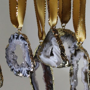 Set of Three Agate Ocho Slice Ornaments One of a Kind Ornaments Geode Stone Ornaments Unique Gifts Geode-ORN-101-Ocho.g image 1