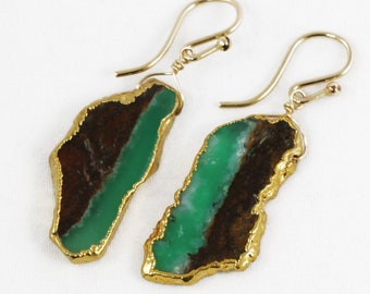Green Chrysoprase Earrings Unique Gemstone Earrings Rare Stone Earrings One of a Kind BC-Chry-E-101A-002g
