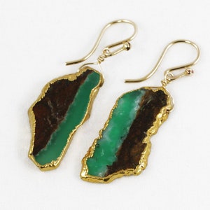 Green Chrysoprase Earrings Unique Gemstone Earrings Rare Stone Earrings One of a Kind BC-Chry-E-101A-002g zdjęcie 1