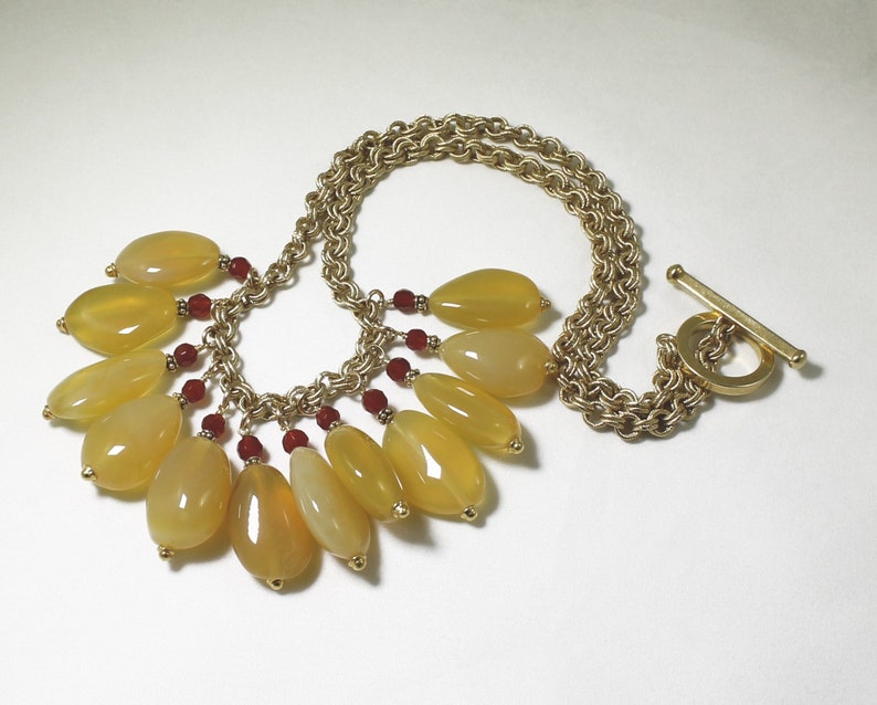 African Opal Necklace Carnelian Necklace Statement Necklace Chain Necklace Gemstone Necklace GEM-N-120-AQ image 1