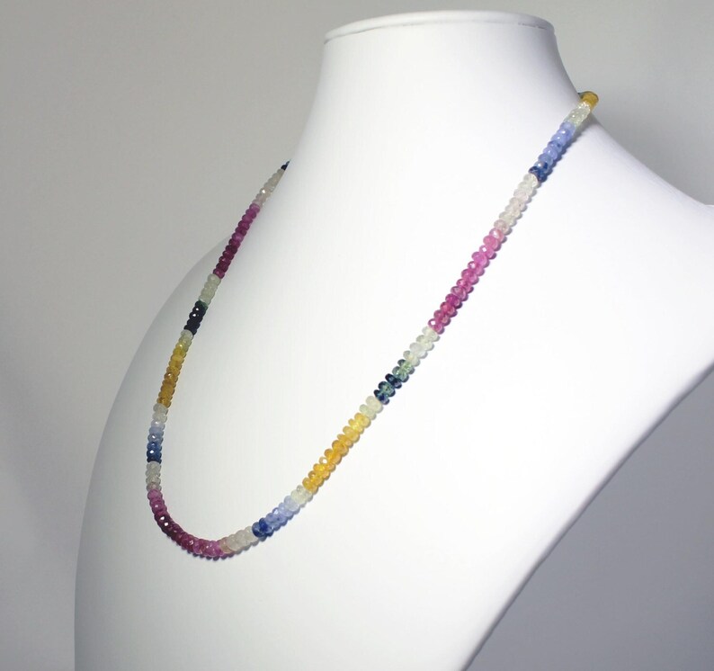 Precious Sapphire Necklace Multi Color Sapphire Genuine Sapphire Necklace September Birthstone Real Sapphire Gemstone GEM-N-102-Multi image 1