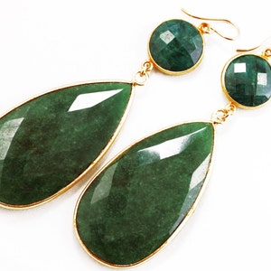 Angelina Precious Emerald Earrings Statement Earrings Genuine Green Emerald Earring Real Emerald Jewelry May Birthstone BZ-E-103-Em image 1