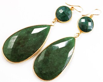 Boucles d'oreilles émeraude précieuse Angelina Boucles d'oreilles tendance Boucle d'oreille émeraude verte véritable Bijoux en émeraude véritable Pierre de naissance de mai BZ-E-103-Em