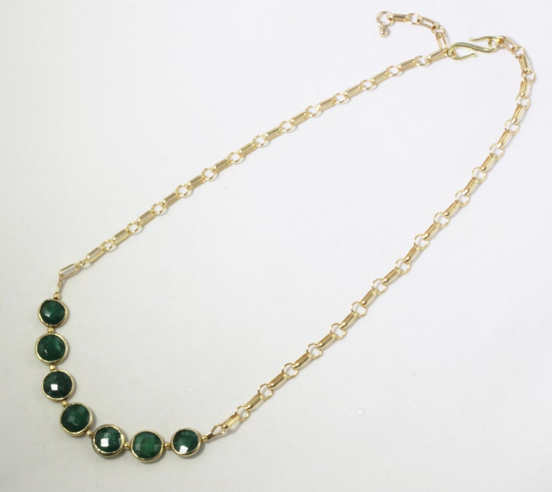 Emerald Statement Necklace Precious Gemstone Necklace Green Emerald Necklace Genuine Emerald Jewelry BZ-N-109-Em/g image 2