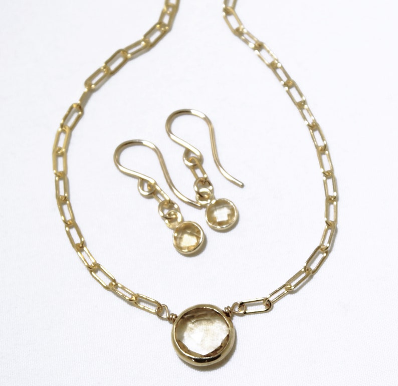 Real Citrine Necklace Paperclip Chain Adjustable Necklace 14k Gold Filled November Birthstone Genuine Citrine BZ-P-205-Cit/g image 4