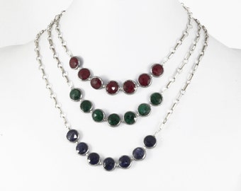 Collier rubis Collier déclaration rubis Collier rubis véritable Collier rubis rouge Argent sterling Pierre précieuse Pierre précieuse Collier rubis véritable BZ-N-109-Ruby/s