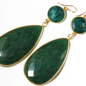 Angelina Precious Emerald Earrings Statement Earrings Genuine Green Emerald Earring Real Emerald Jewelry May Birthstone BZ-E-103-Em image 3