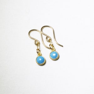 Small Turquoise Earrings Blue Turquoise Earrings 14k Gold Filled Small Paperclip Dangle Bezel Earring December Birthstone BZ-E-205-Turq/g image 1