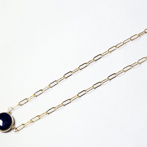 Blue Sapphire Necklace Adjustable Paperclip Chain 14k Gold Filled Necklace September Birthstone Precious Sapphire BZ-P-205-Sapph/g afbeelding 3