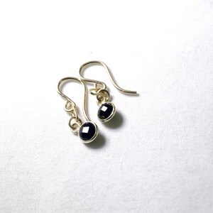 Black Spinel Earrings Genuine Spinel Earrings 14k Gold Filled Small Paperclip Dangle Bezel Earrings August Birthstone BZ-E-205-BSpin/g image 3