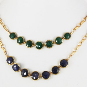 Emerald Statement Necklace Precious Gemstone Necklace Green Emerald Necklace Genuine Emerald Jewelry BZ-N-109-Em/g image 1