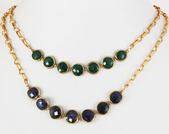 Emerald Statement Necklace Precious Gemstone Necklace Green Emerald Necklace Genuine Emerald Jewelry BZ-N-109-Em/g