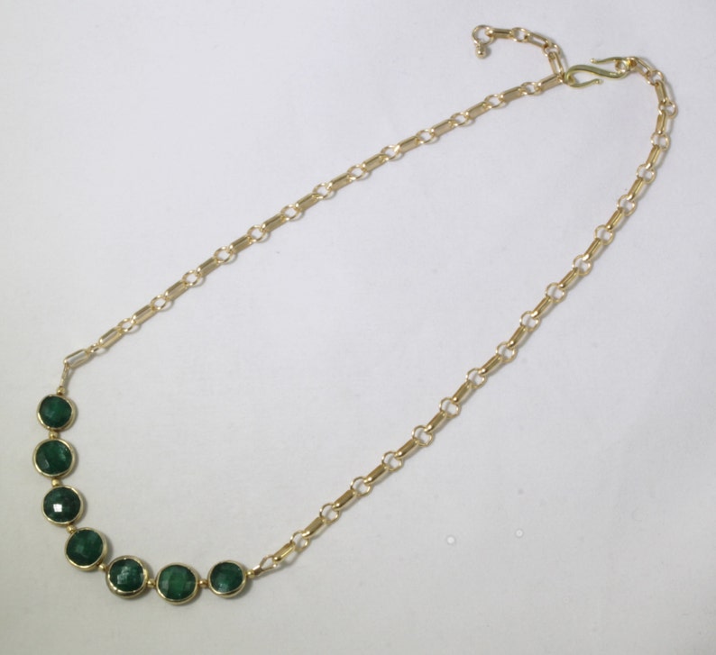 Emerald Statement Necklace Precious Gemstone Necklace Green Emerald Necklace Genuine Emerald Jewelry BZ-N-109-Em/g image 3