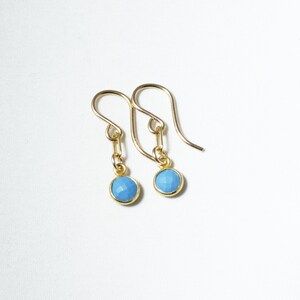 Small Turquoise Earrings Blue Turquoise Earrings 14k Gold Filled Small Paperclip Dangle Bezel Earring December Birthstone BZ-E-205-Turq/g image 2