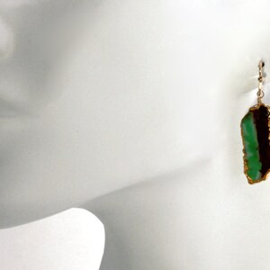 Green Chrysoprase Earrings Unique Gemstone Earrings Rare Stone Earrings One of a Kind BC-Chry-E-101A-002g zdjęcie 3