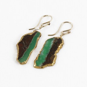 Green Chrysoprase Earrings Unique Gemstone Earrings Rare Stone Earrings One of a Kind BC-Chry-E-101A-002g zdjęcie 2