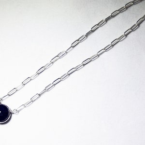 Blue Sapphire Paperclip Chain Necklace Genuine Sapphire Adjustable Sterling Silver September Birthstone Genuine Gemstone BZ-P-205-Sapph/s image 3