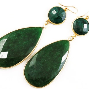 Angelina Precious Emerald Earrings Statement Earrings Genuine Green Emerald Earring Real Emerald Jewelry May Birthstone BZ-E-103-Em image 2
