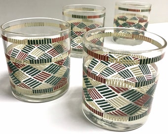Set of 4 1970s signed Georges Briard double old fashion glasses
