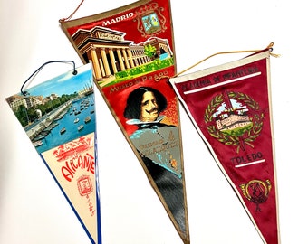 1960s souvenir pennants from Spain