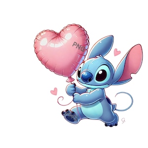Stitch Valentine Png Stitch Clipart Png Dia Dos Namorados Png Stitch Balão De Coração Png Meninas Valentine Png Coração Png Sublimação Digital