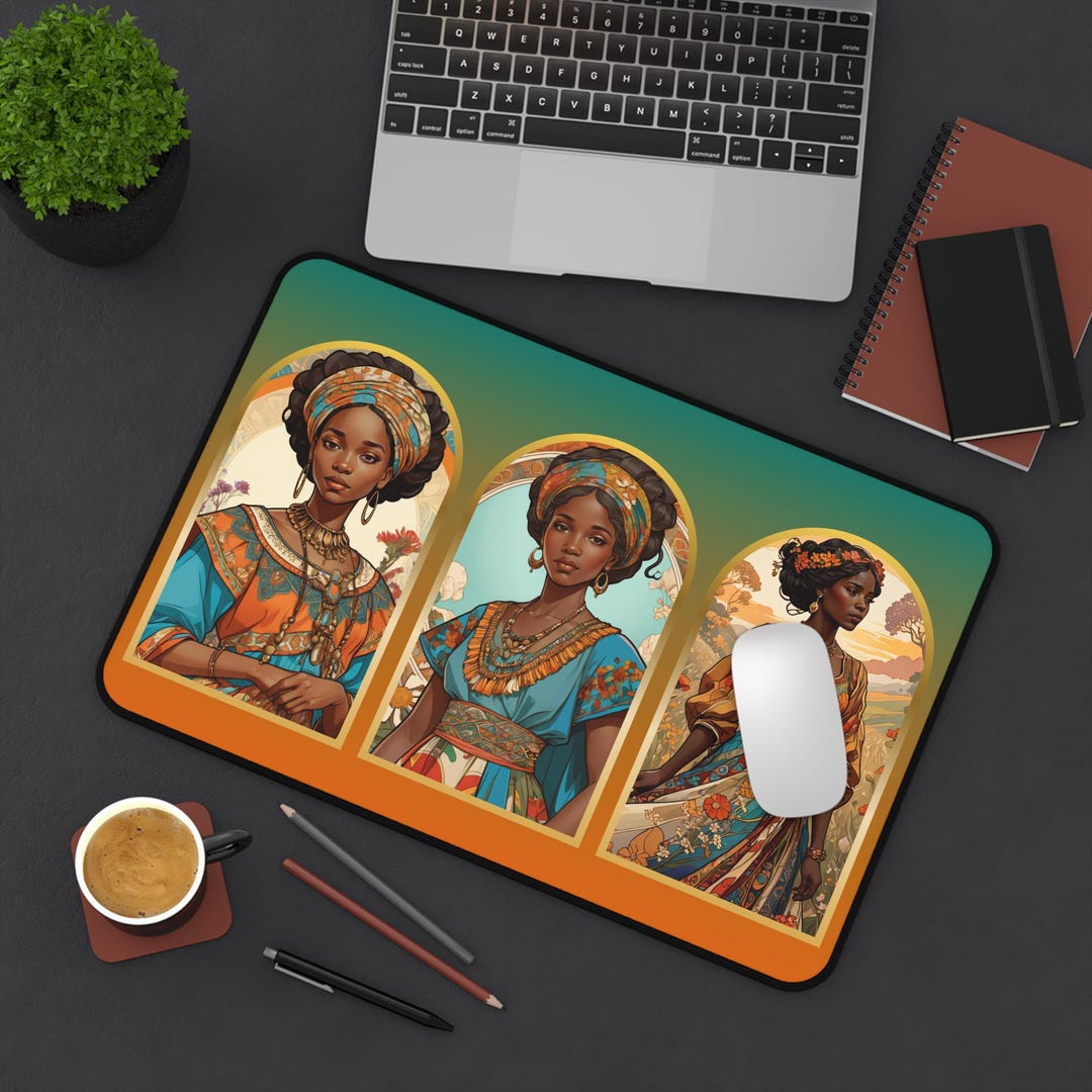African Beauties Desk Mat – Cultural Art Mouse Pad With Traditional ...