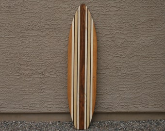 Surfboard wall art, NEW STYLE, wood  surfboard, beach house decor, kids room decor, surf decor, 4 foot surfboard, vintage style surfboard,