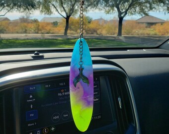 Surfboard car rear view mirror charm - resin surfboard - car charm backpack charm