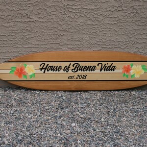 Surfboard wall hanging - personalized beach house decor - wedding or anniversary gift