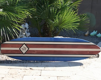 Sea turtle surfboard wall hanging - beach house decor, kids room wall art