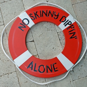 Pool sign, wood life preserver, swimming pool sign,  Wood Sign, nautical decor, beach decor,  outdoor sign, pool decor, skinny dippin