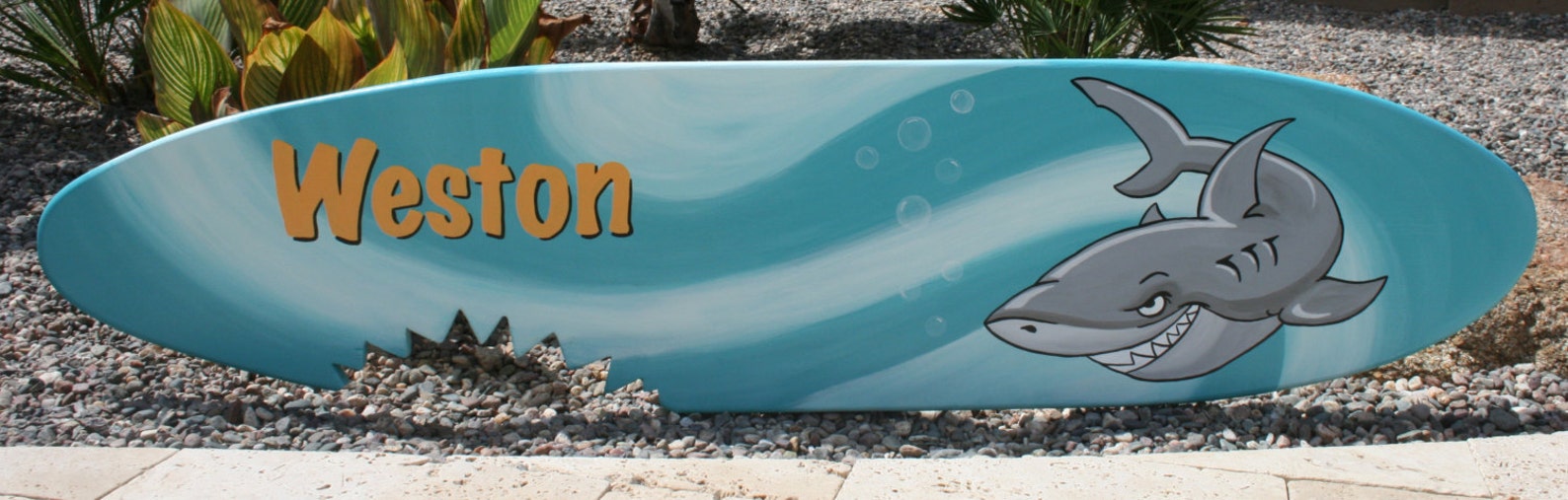 Surfboard Wall Art Shark Bite Wave Personalized Custom Etsy