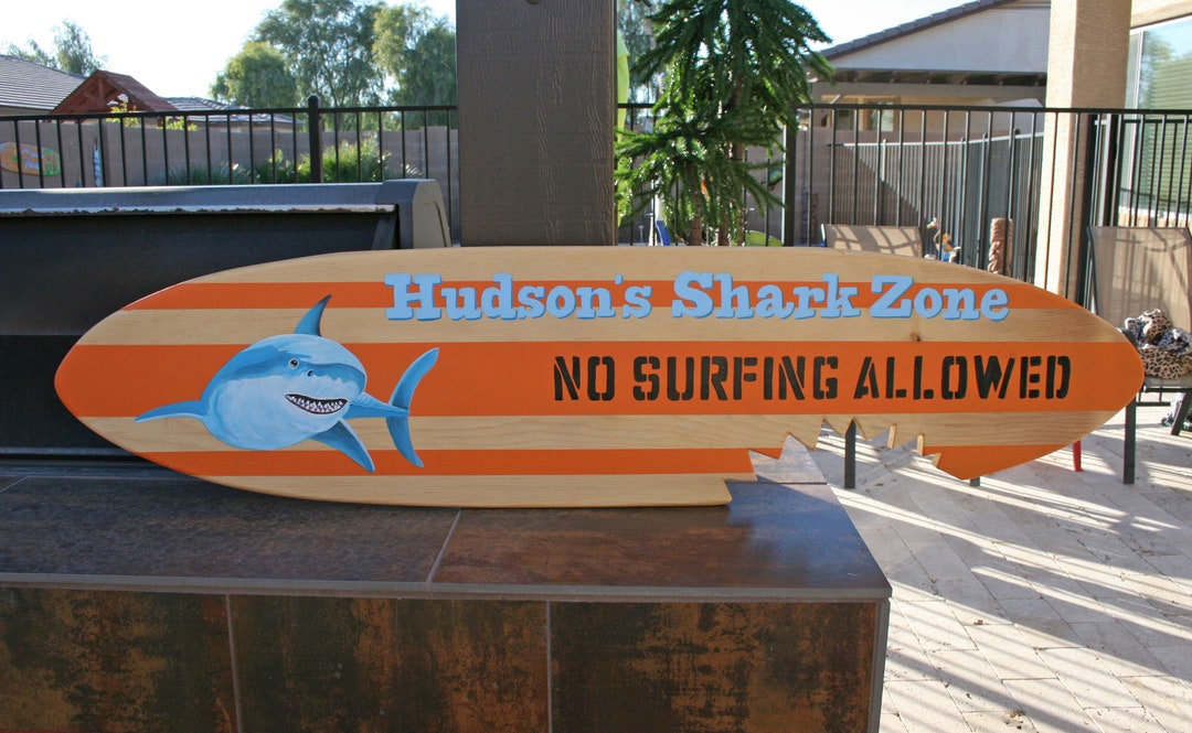 Surfboard Wall Art, Shark Bite, Personalized Surfboard, Beach Decor