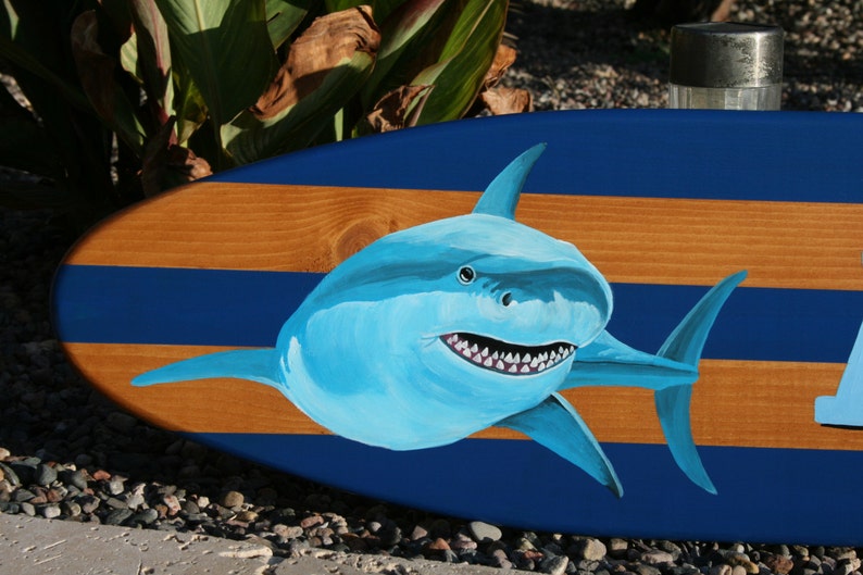 Surfboard Wall Art Shark Surfboard Children's Room Art Etsy