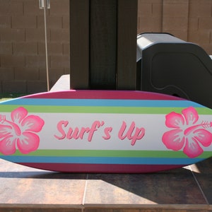 Surfboard wall art Surf's Up beach house decor - surfboard for kids room
