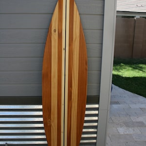 surfboard wall art beach house decor - vintage style stained wood surfboard wall hanging