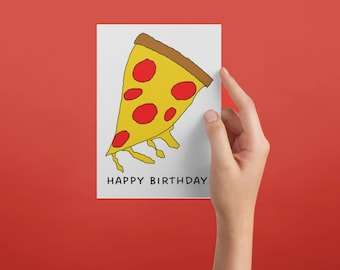 Pizza Birthday Card for Kids: Hand-Drawn Pepperoni Slice