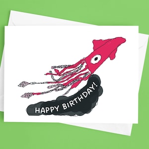 Colossal squid birthday card kids, cute funny birthday card, ocean animals birthday card, sea creatures card, Hope your birthday is colossal