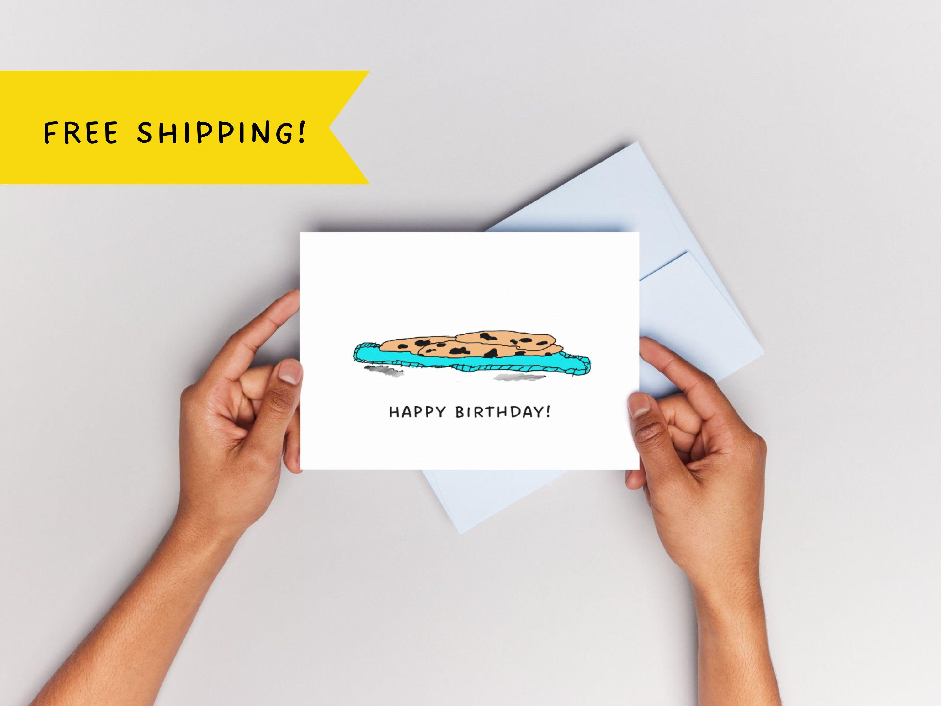 Cute Cookie Birthday Card Kids, Chocolate Chip Cookie Birthday Card ...