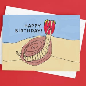 Colorful Snake Birthday Card for Kids - Hope it&#39;s slither-ific - Fun Hand-drawn Greeting Card - Coiled hissing rattlesnake artwork